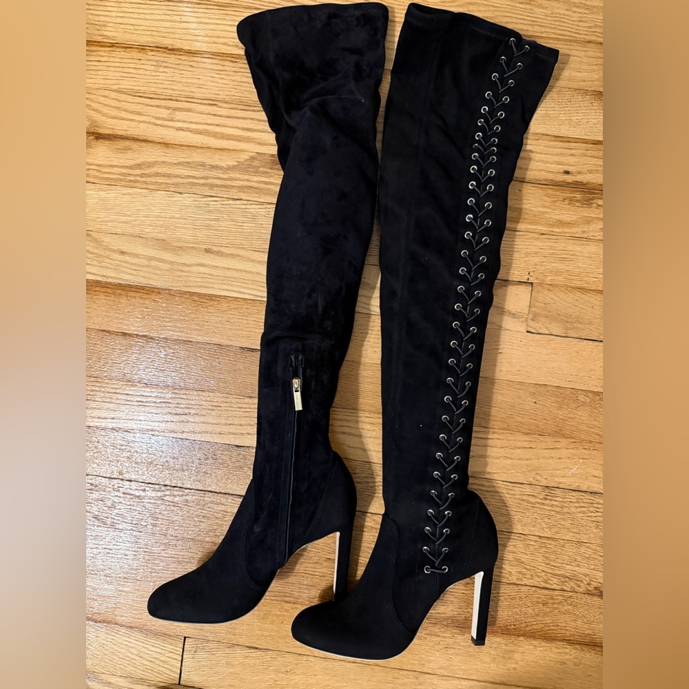 Jimmy Choo Black Over-the-Knee Lace-Up Boots